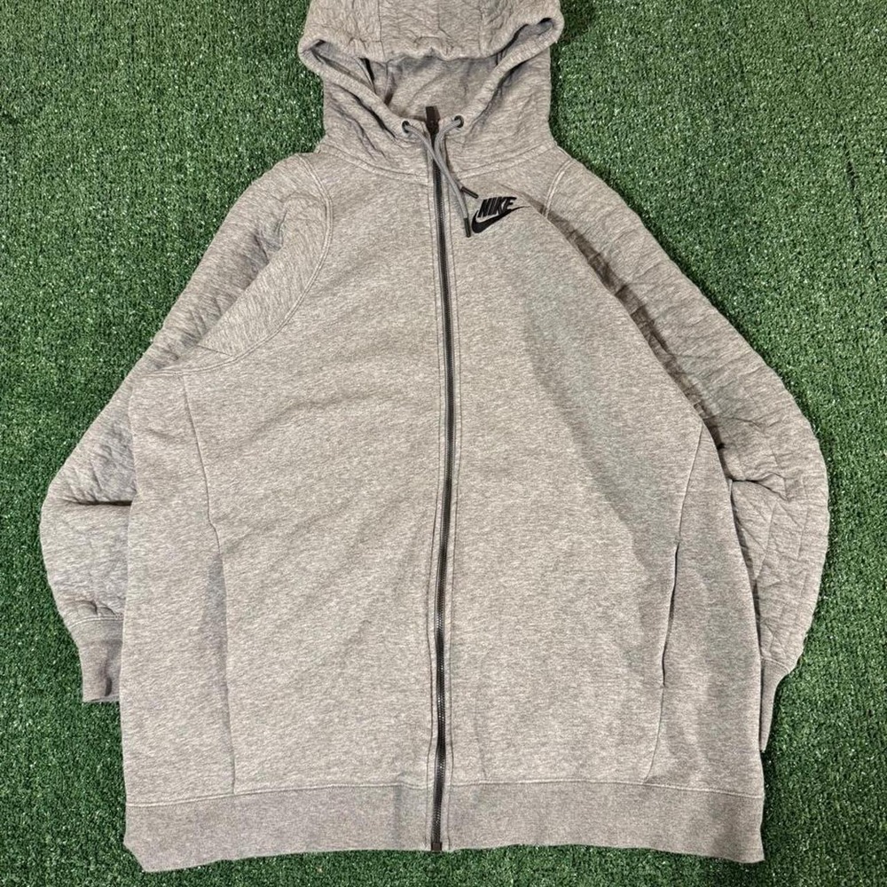 Nike Gray Full Zip Hoodie Mens XL Streetwear Y2K Relaxed Fit 0347